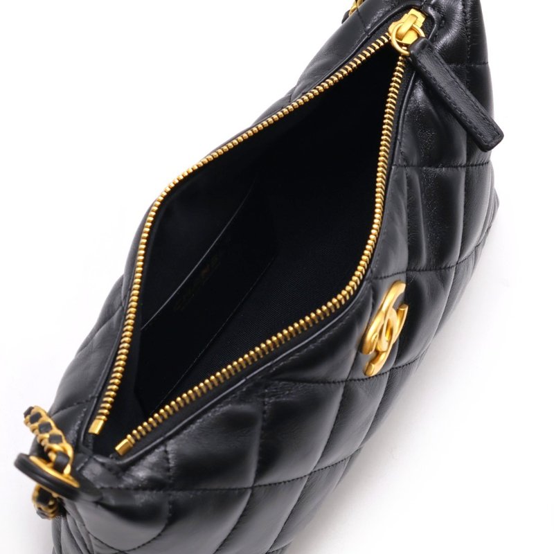 CHANEL 25S皮穿鍊單肩包 - 黑金-2