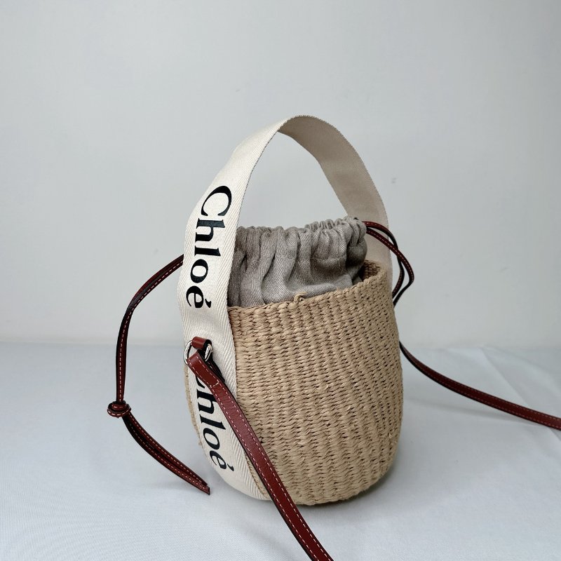 CHLOE Woody小號草編水桶包-5