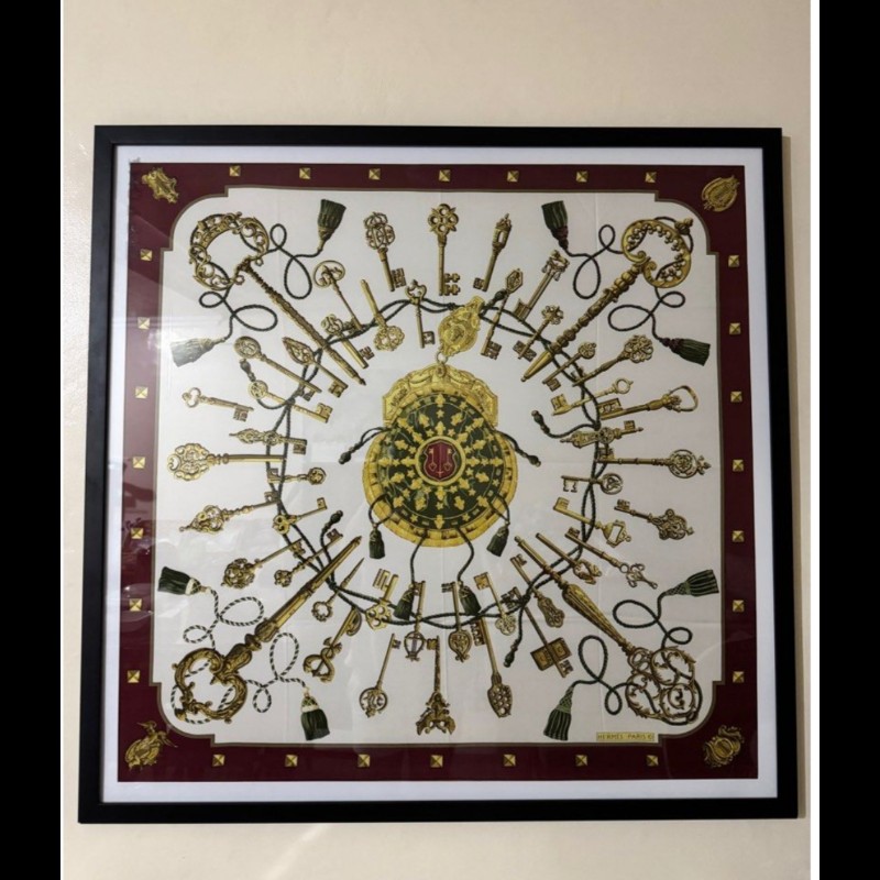 Herme's Carré 90×90 絲巾LESCLES財富之鑰圖案-0