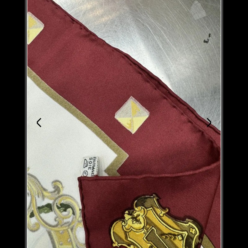 Herme's Carré 90×90 絲巾LESCLES財富之鑰圖案-10