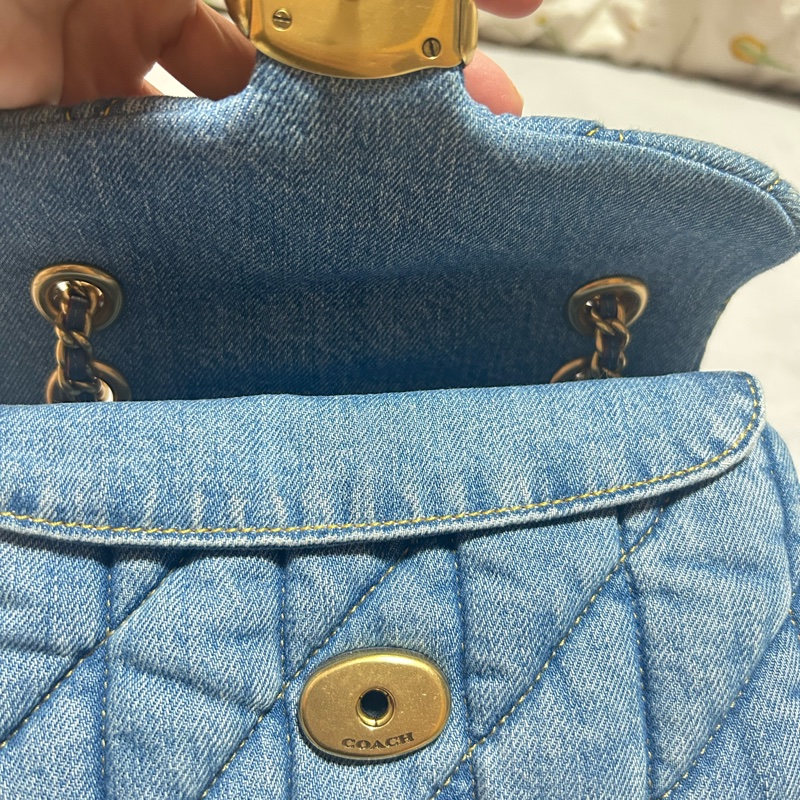 Coach Tabby 20絎縫單手袋 (單寧 金鍊)-11