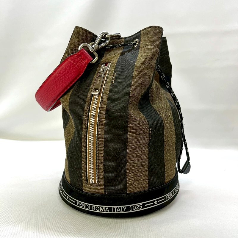 FENDI 直條紋抽繩水桶包-3