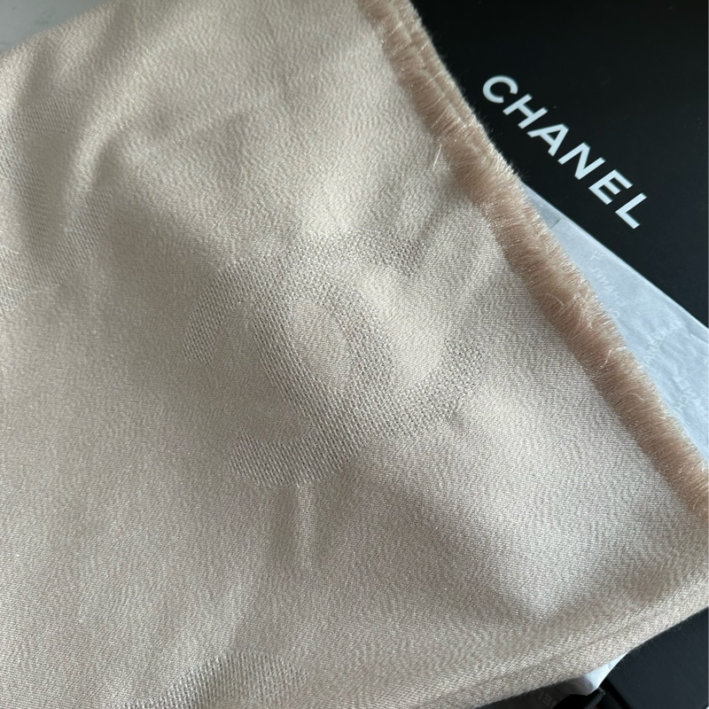 香奈兒香檳金圍巾披肩-3