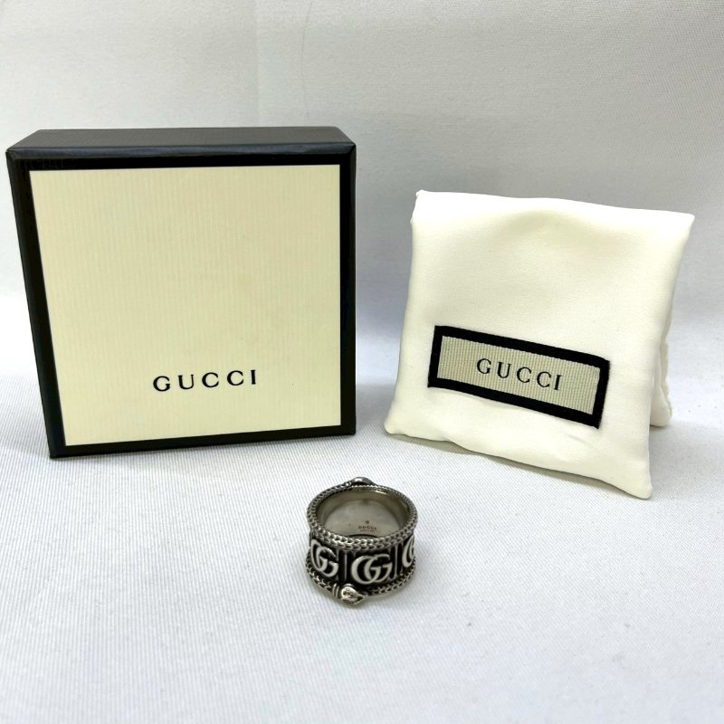 GUCCI 純銀蛇靈寬版戒指-0