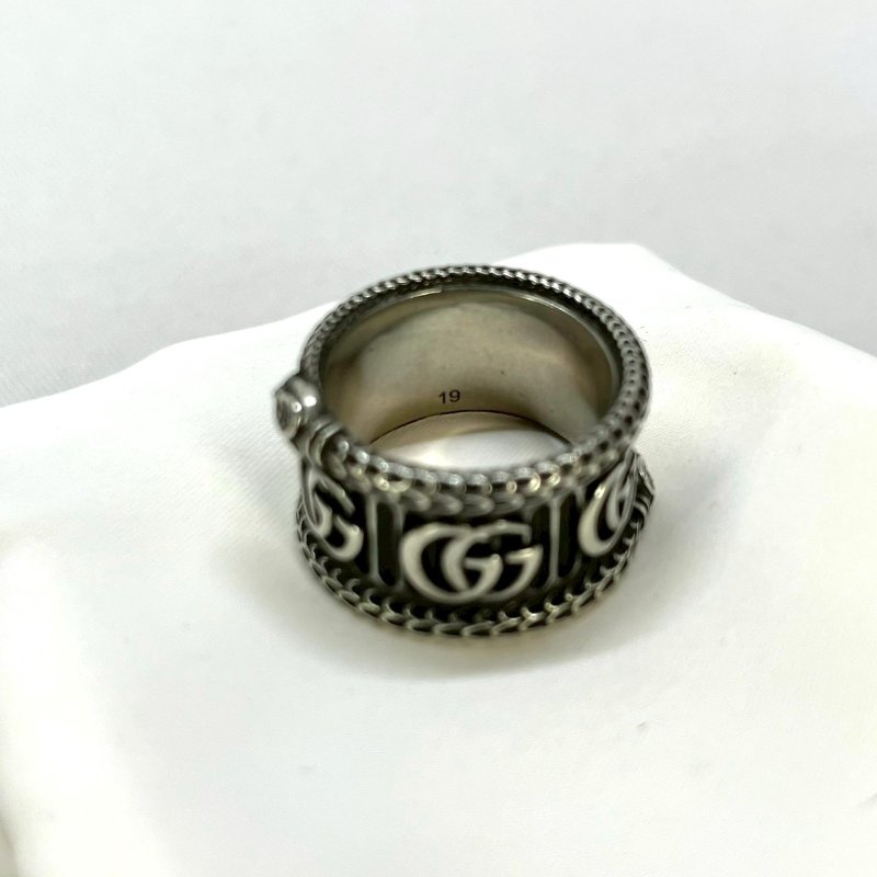 GUCCI 純銀蛇靈寬版戒指-5