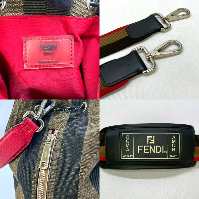 FENDI 直條紋抽繩水桶包-5