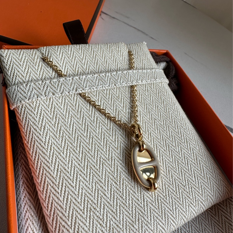 Hermes 好美呀奶茶色豬鼻子項鍊🥰-1