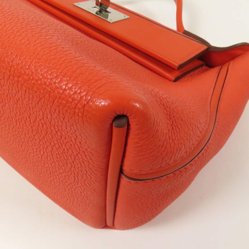 HERMES Clemence皮革24/24 29cm銀扣手挽肩背兩用袋Capucine-16