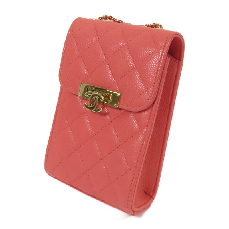 CHANEL 牛皮皮革Phone Bag金扣鏈帶肩背袋-2