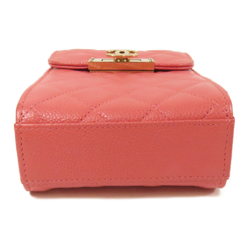 CHANEL 牛皮皮革Phone Bag金扣鏈帶肩背袋-3