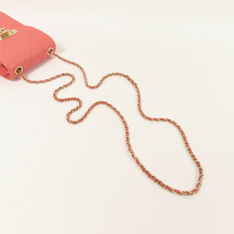 CHANEL 牛皮皮革Phone Bag金扣鏈帶肩背袋-4