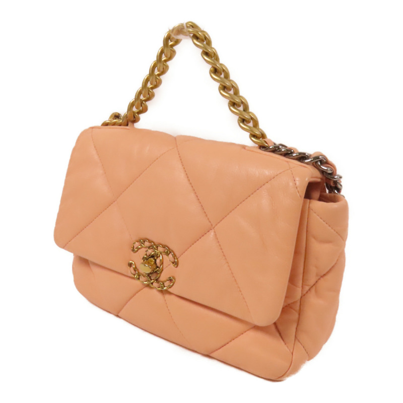 CHANEL 羊皮皮革Chanel 19 Small金扣鏈帶肩背袋-2