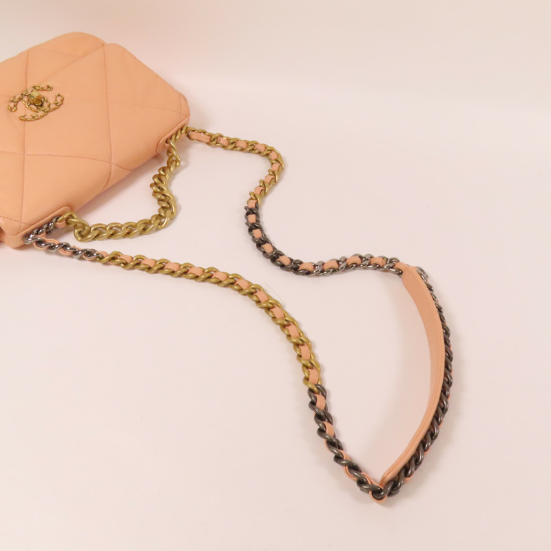 CHANEL 羊皮皮革Chanel 19 Small金扣鏈帶肩背袋-4
