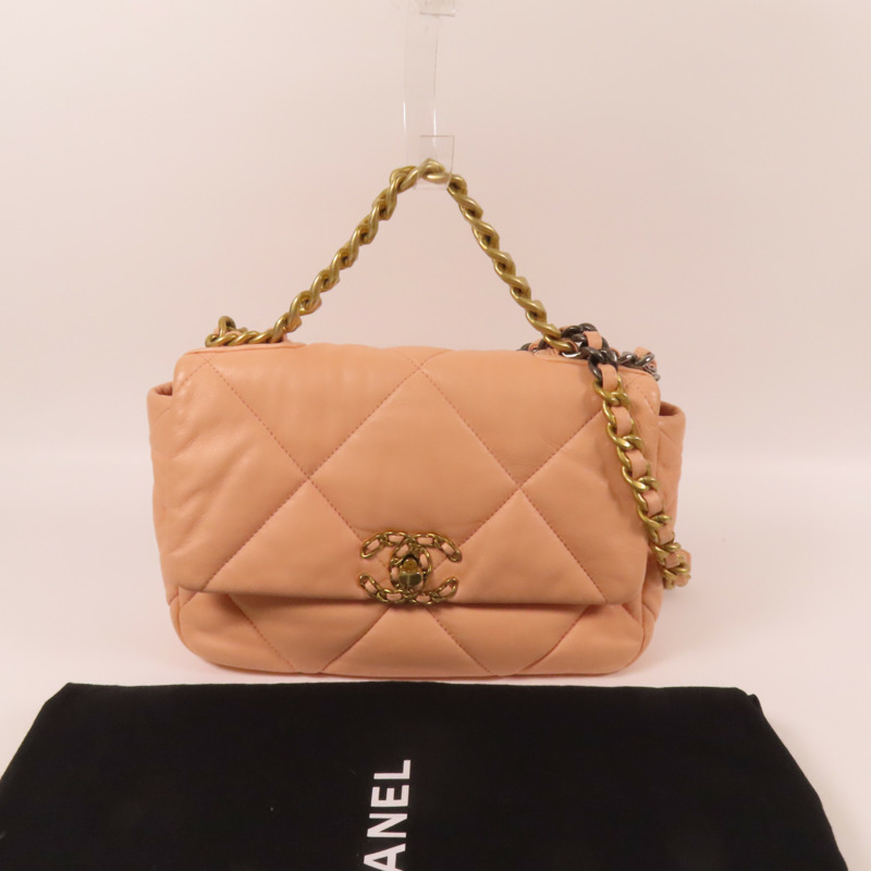 CHANEL 羊皮皮革Chanel 19 Small金扣鏈帶肩背袋-9