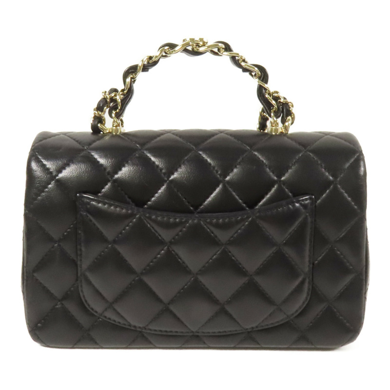 CHANEL 羊皮皮革23K Top Handle金扣手挽肩背兩用袋-1