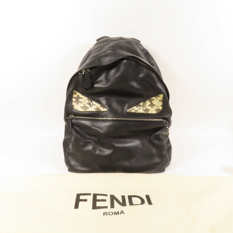 FENDI 牛皮皮革Backpack銀扣背包-10
