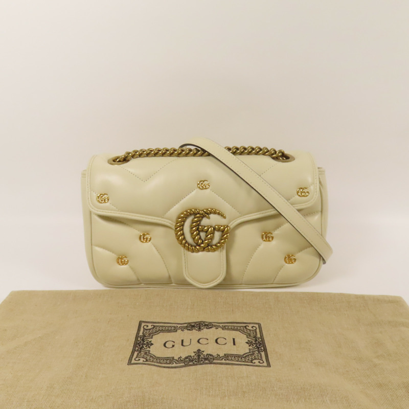 GUCCI 羊皮皮革GG Marmont金扣肩背袋-10