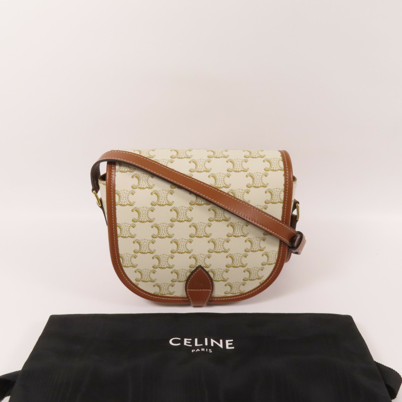 CELINE 塗層帆布Folco Bag金扣肩背袋-10