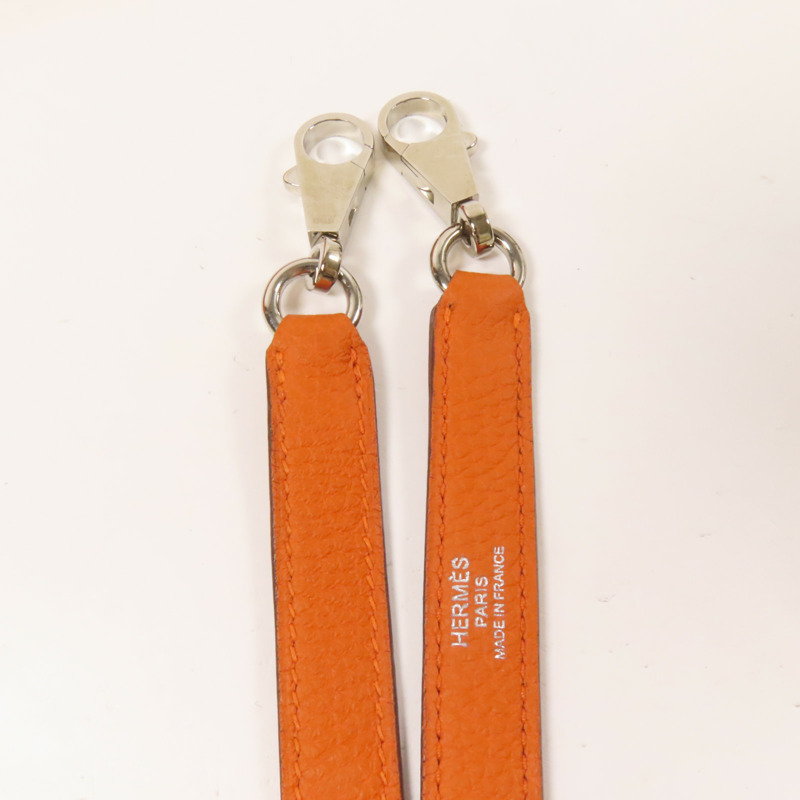 HERMES Clemence皮革Kelly 35銀扣手挽肩背兩用袋Classic Orange-7