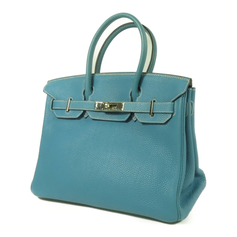 HERMES Togo皮革Birkin 30銀扣手挽袋Blue Jean-2