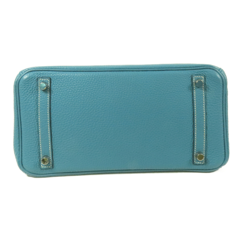 HERMES Togo皮革Birkin 30銀扣手挽袋Blue Jean-3