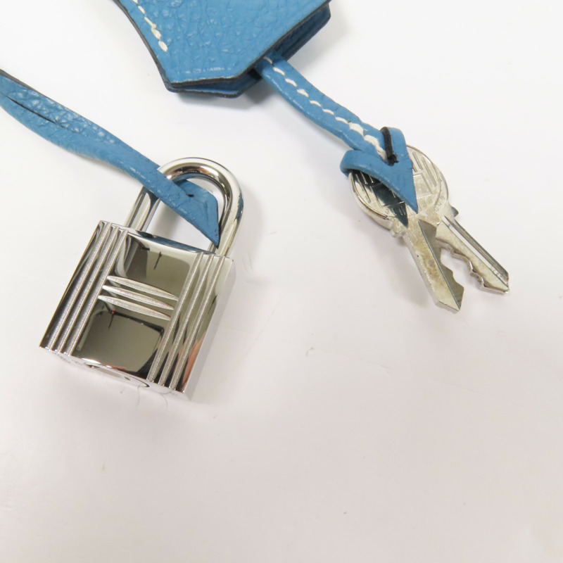 HERMES Togo皮革Birkin 30銀扣手挽袋Blue Jean-6