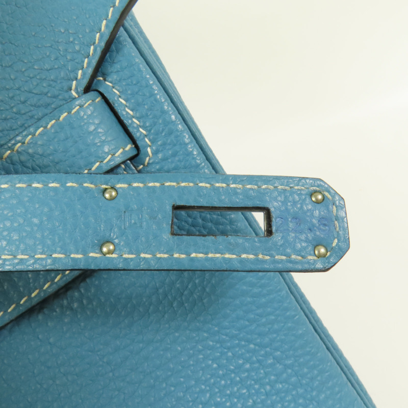 HERMES Togo皮革Birkin 30銀扣手挽袋Blue Jean-9