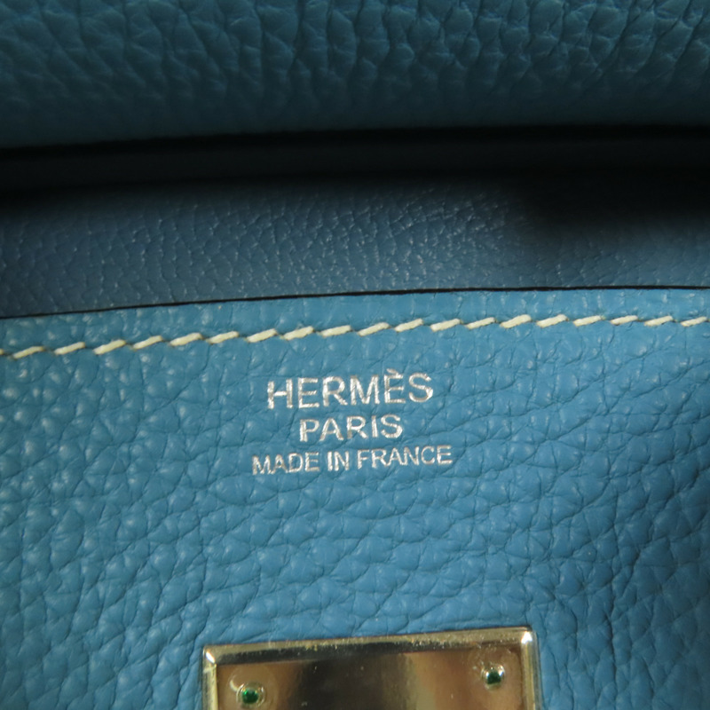 HERMES Togo皮革Birkin 30銀扣手挽袋Blue Jean-10