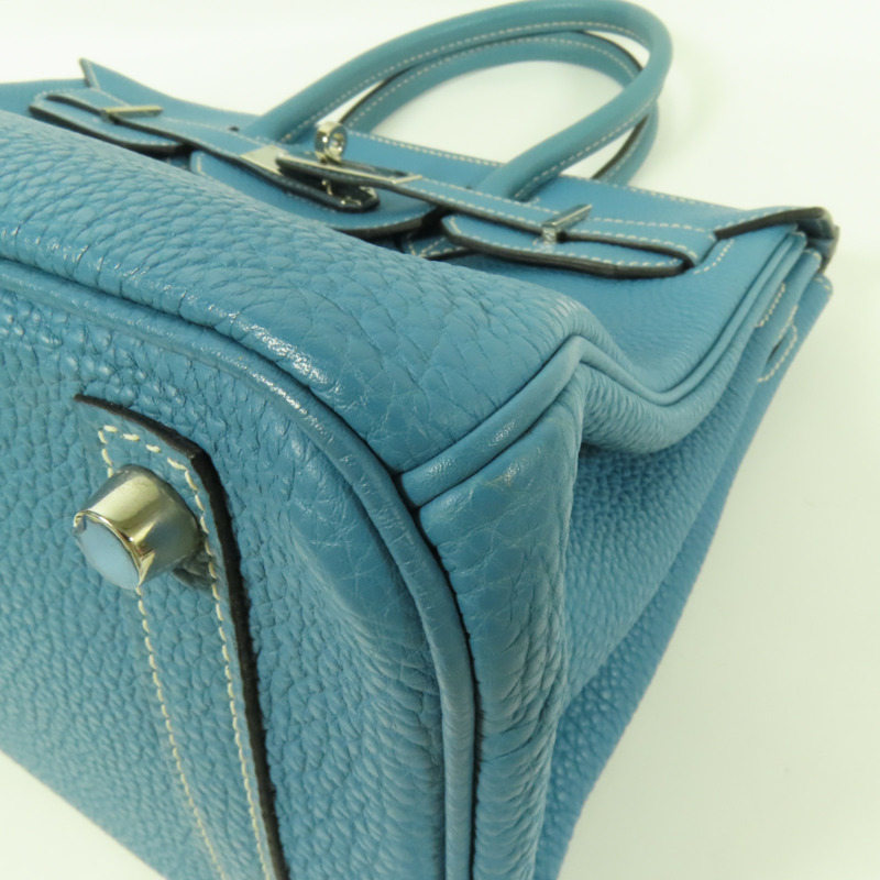 HERMES Togo皮革Birkin 30銀扣手挽袋Blue Jean-13
