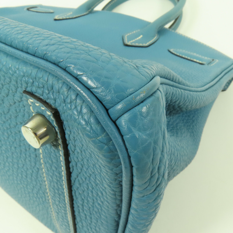 HERMES Togo皮革Birkin 30銀扣手挽袋Blue Jean-15