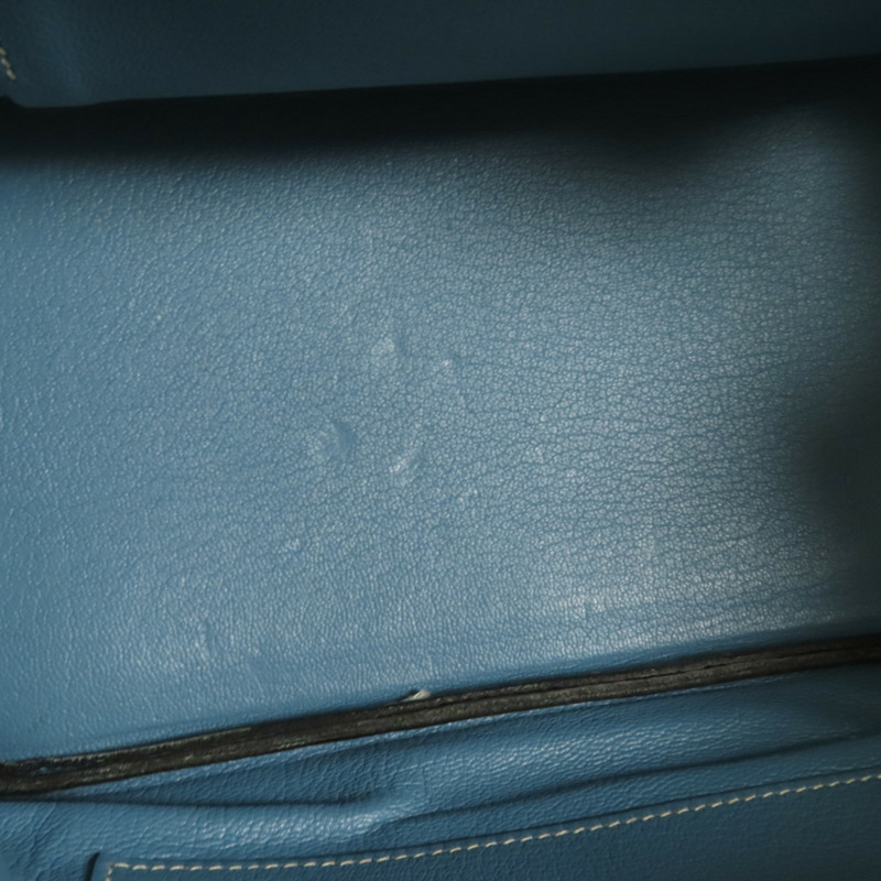 HERMES Togo皮革Birkin 30銀扣手挽袋Blue Jean-16