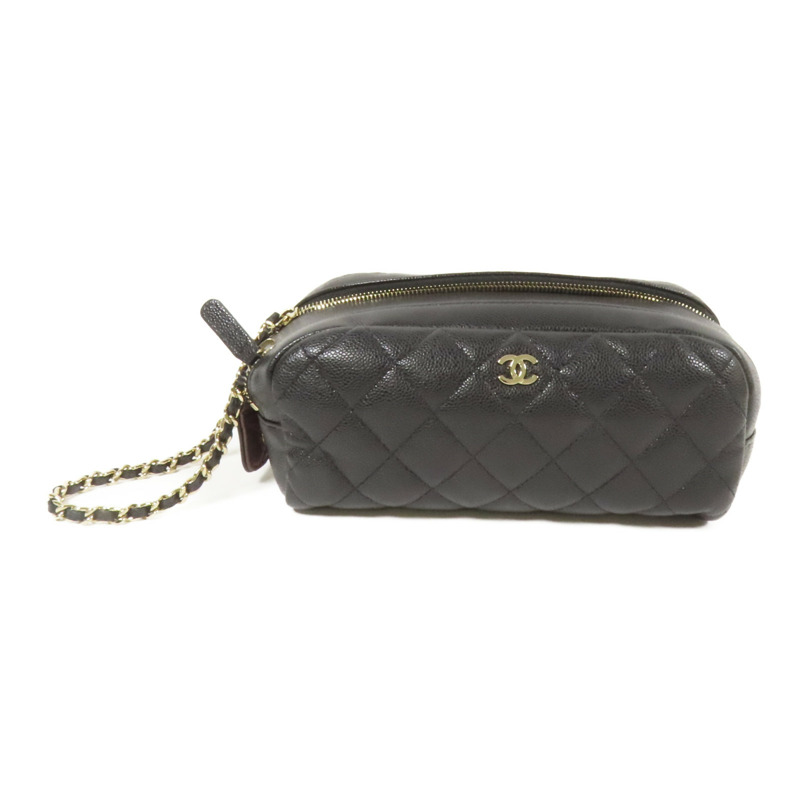 CHANEL 牛皮皮革Cosmetic Pouch金扣手拿包-0