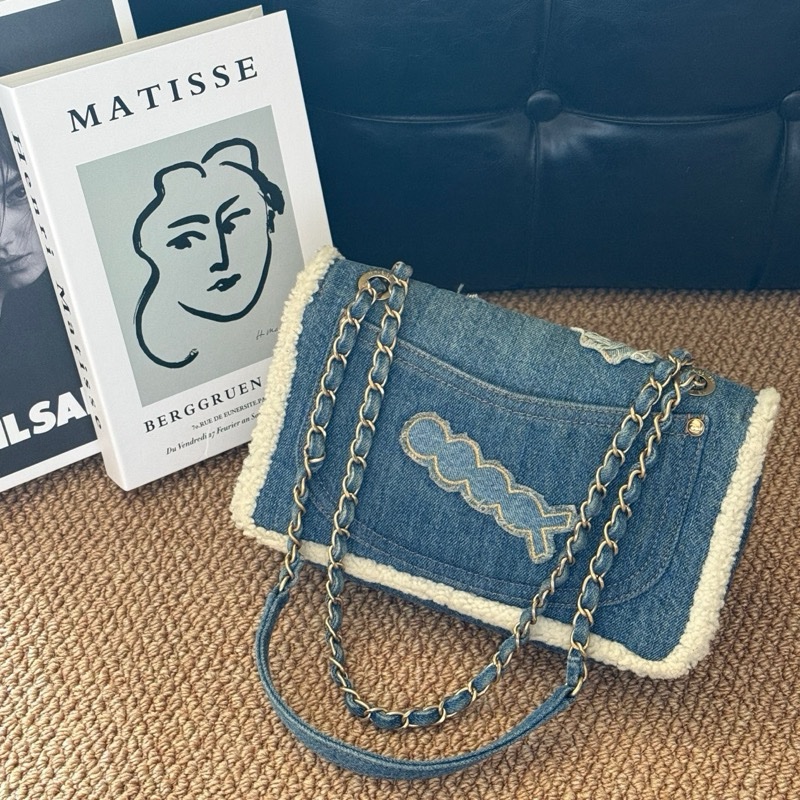 Chanel香奈兒19A cf淺藍色 中號-15