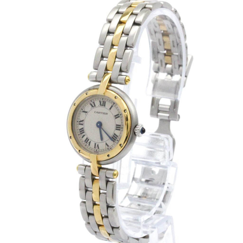 卡地亞 Panthere 圓形單排 18K 金鋼女錶拋光-1