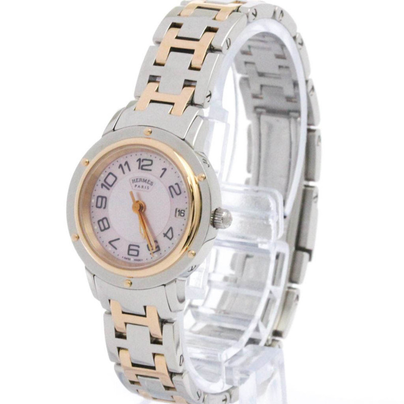 愛馬仕 Clipper 鍍玫瑰金鋼女士手錶 CP1.221 拋光-1