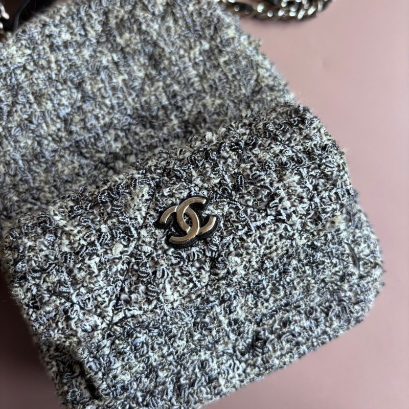 ::CHANEL:: 針織毛呢小後背包 斜背包 多功能包 Tweed backpack Chanel Grey in Twee-1