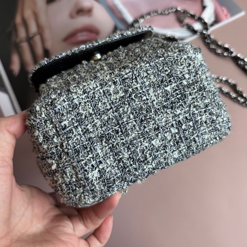 ::CHANEL:: 針織毛呢小後背包 斜背包 多功能包 Tweed backpack Chanel Grey in Twee-17