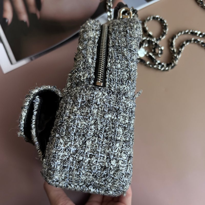 ::CHANEL:: 針織毛呢小後背包 斜背包 多功能包 Tweed backpack Chanel Grey in Twee-18