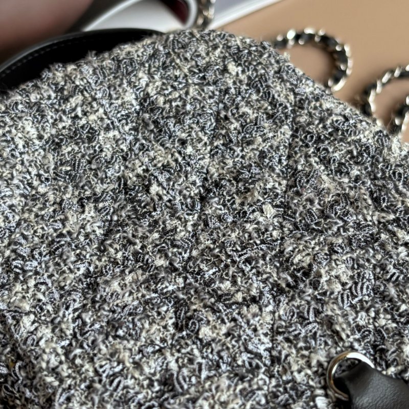 ::CHANEL:: 針織毛呢小後背包 斜背包 多功能包 Tweed backpack Chanel Grey in Twee-26