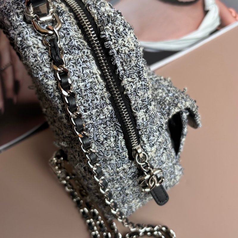 ::CHANEL:: 針織毛呢小後背包 斜背包 多功能包 Tweed backpack Chanel Grey in Twee-30