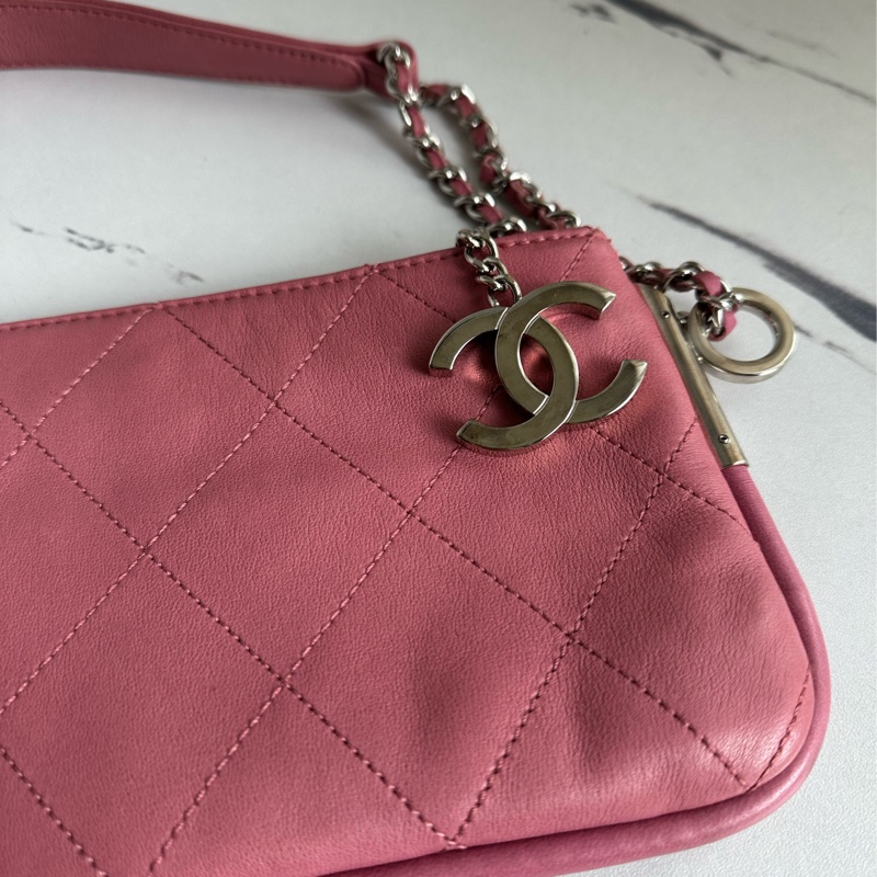 Chanel 粉色手提晚宴肩背包 也可以改造-16