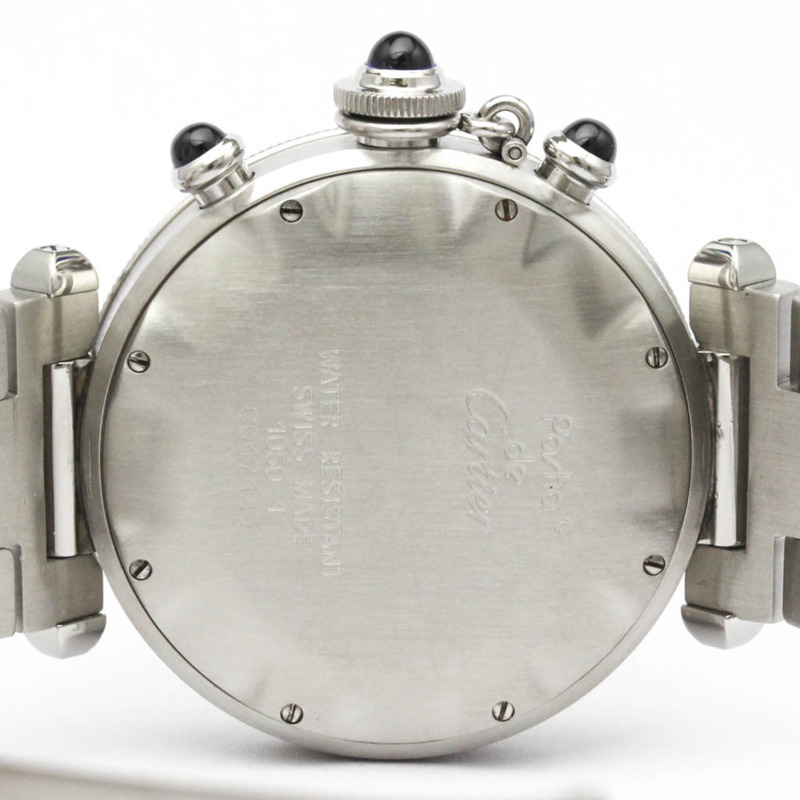 卡地亞 Pasha 38 計時碼錶鋼質石英男式手錶 W31018H8 拋光-5