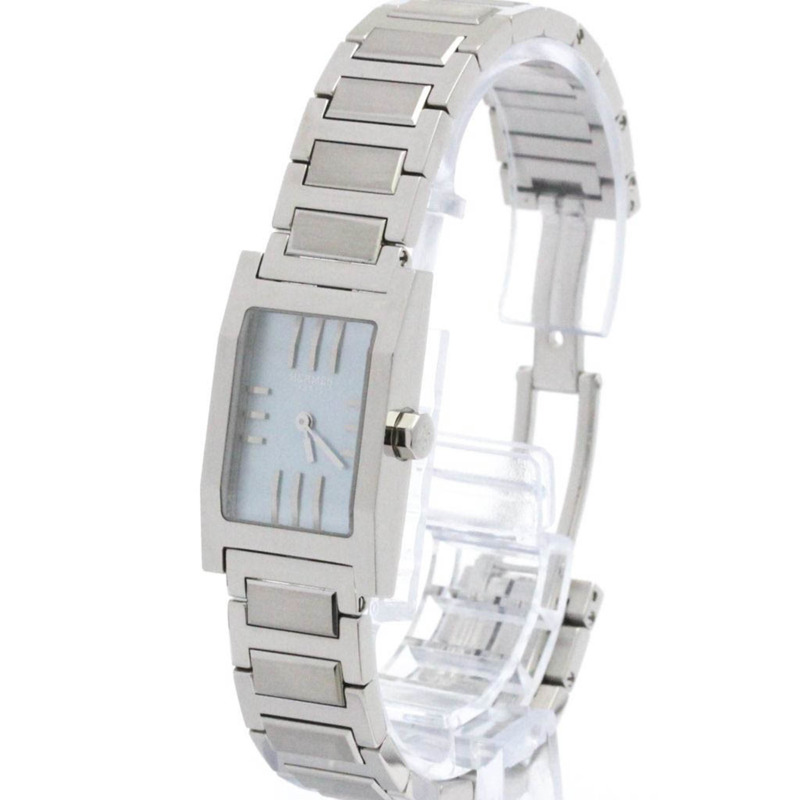 愛馬仕 Tandem 藍色 MOP 錶盤鋼質石英女士手錶 TA1.210 拋光-1