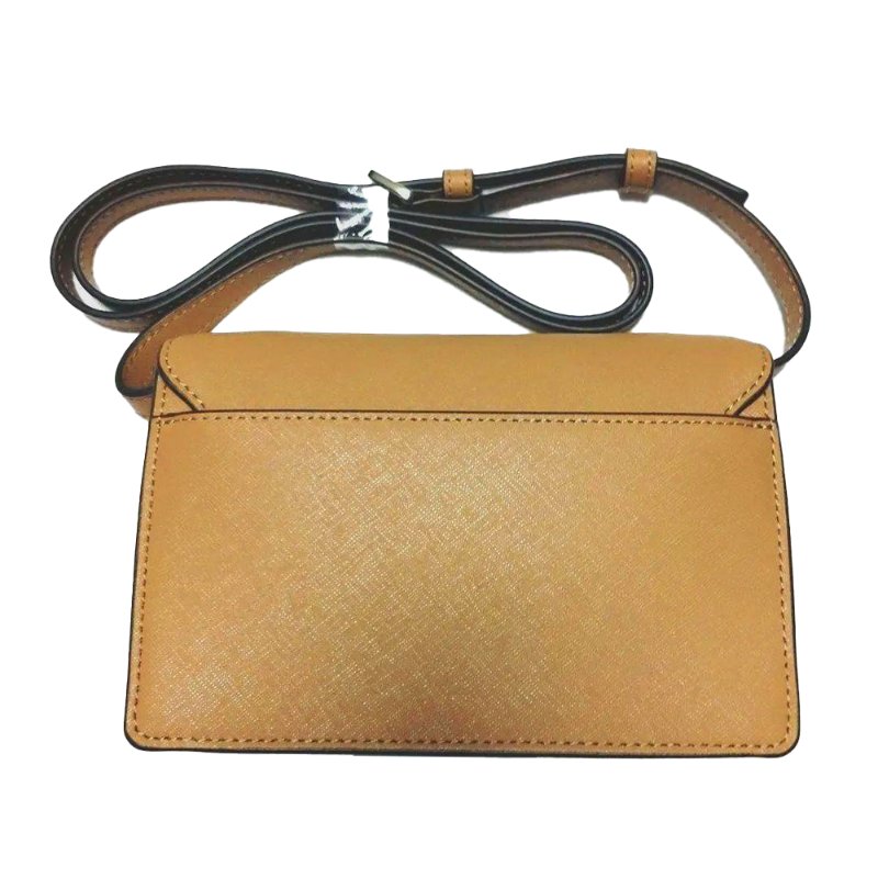 【TORY BURCH】雙T-LOGO皮革翻蓋斜背包-駝色-1