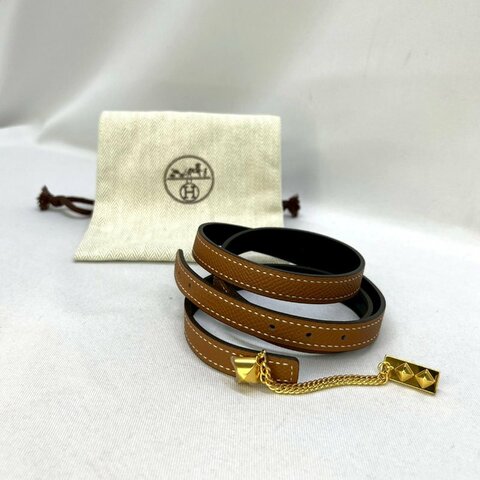 HERMES Medor鉚釘金鍊腰帶