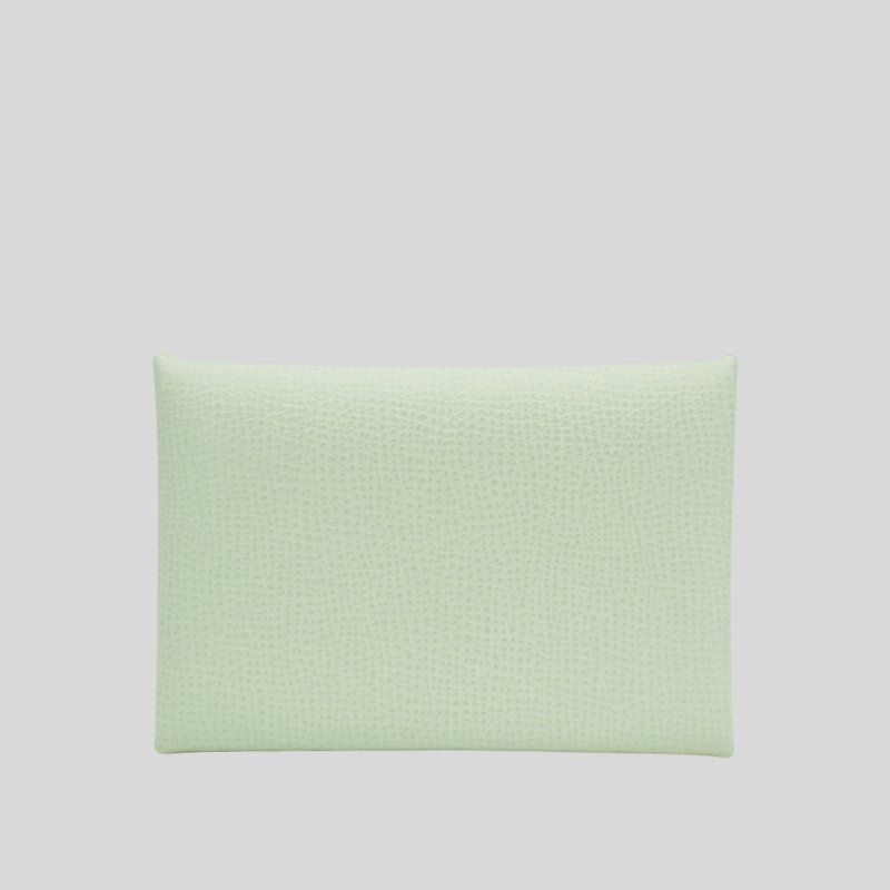 Hermes 展示品 Calvi 釦式對開卡包/卡片夾(氣泡綠)-0