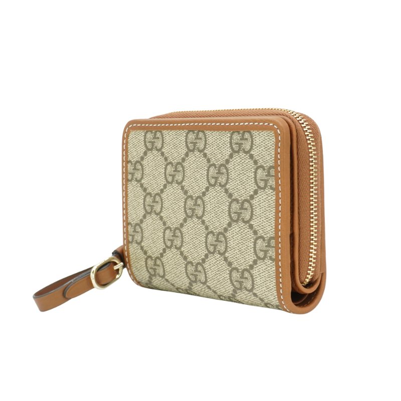 Gucci GG Emblem Zip Mini 字花帆布ㄇ字短夾(319131-卡其)-1