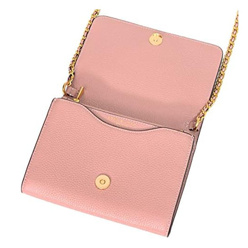 【TORY BURCH】素色荔枝皮革翻蓋斜背包-乾燥玫瑰粉-1