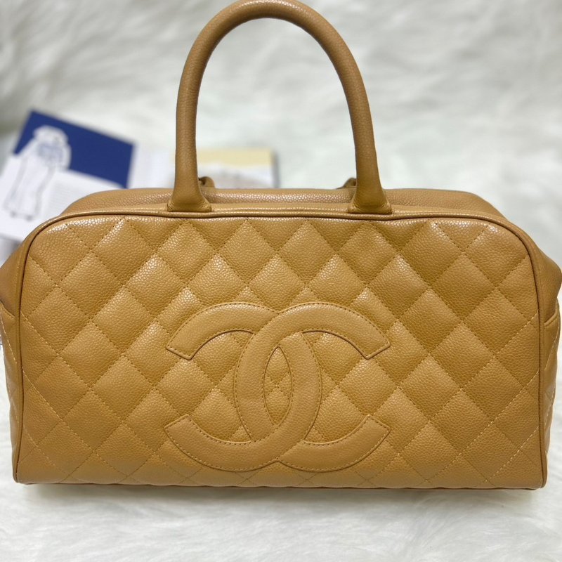 現貨Chanel奶茶色保齡球手提包-0