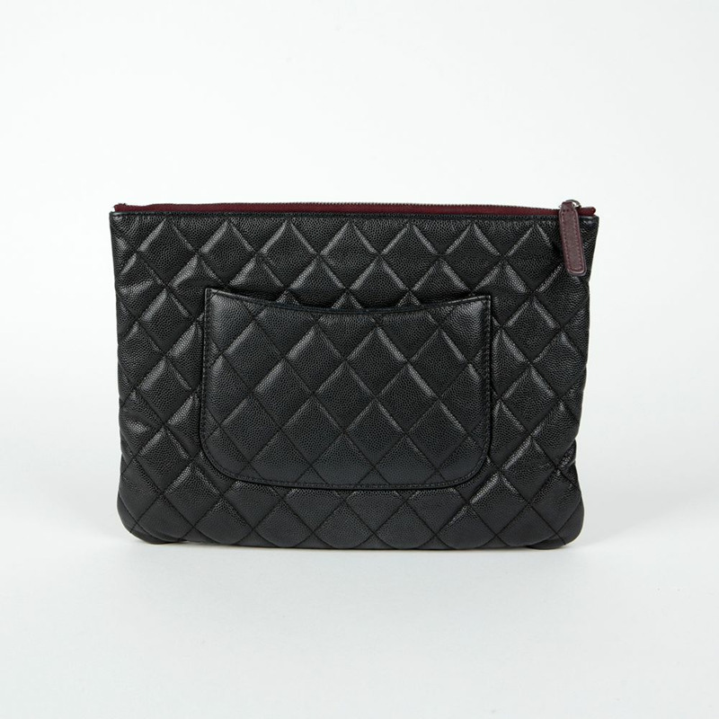 CHANEL Caviar Skin 經典新款中型手拿包 A82545-3